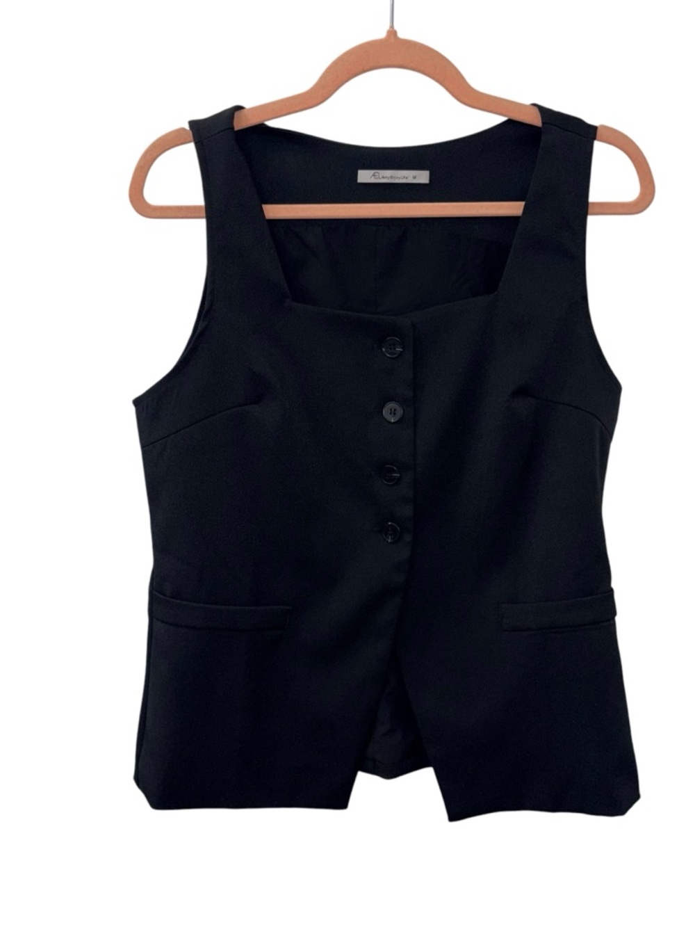 AEL Amy Enjoylife Black Button-Front Tailored Vest top size Medium